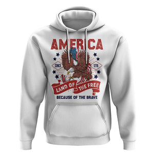 Patriotic American Eagle Hoodie Land Of The Free Because Of The Brave 1776 US Pride 4th of July TS02 White Print Your Wear