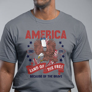 Patriotic American Eagle T Shirt Land Of The Free Because Of The Brave 1776 US Pride 4th of July TS02 Charcoal Print Your Wear