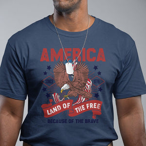 Patriotic American Eagle T Shirt Land Of The Free Because Of The Brave 1776 US Pride 4th of July TS02 Navy Print Your Wear