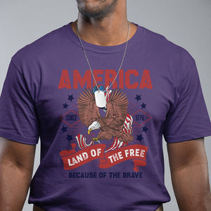 Patriotic American Eagle T Shirt Land Of The Free Because Of The Brave 1776 US Pride 4th of July TS02 Purple Print Your Wear