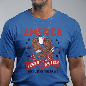 Patriotic American Eagle T Shirt Land Of The Free Because Of The Brave 1776 US Pride 4th of July TS02 Royal Blue Print Your Wear