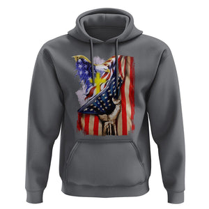 Patriotic American Eagle Hoodie US Flag Christian Cross One Nation Under God TS02 Charcoal Print Your Wear