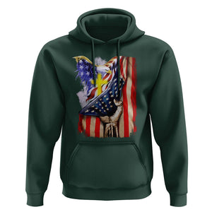 Patriotic American Eagle Hoodie US Flag Christian Cross One Nation Under God TS02 Dark Forest Green Print Your Wear