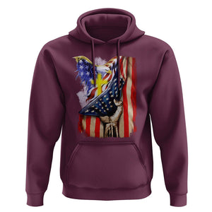 Patriotic American Eagle Hoodie US Flag Christian Cross One Nation Under God TS02 Maroon Print Your Wear