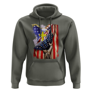 Patriotic American Eagle Hoodie US Flag Christian Cross One Nation Under God TS02 Military Green Print Your Wear