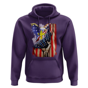 Patriotic American Eagle Hoodie US Flag Christian Cross One Nation Under God TS02 Purple Print Your Wear