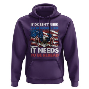 Patriotic American Eagle Hoodie It's Doesn't Need To Be Rewritten It Needs To Be Reread 4th of July Freedom Tour 1776 TS02 Purple Print Your Wear