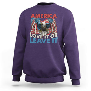 Patriotic American Eagle Sweatshirt America Love It or Leave It US Flag Freedom Tour 1776 4th Of July TS02 Purple Print Your Wear