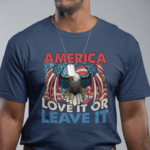 Patriotic American Eagle T Shirt America Love It or Leave It US Flag Freedom Tour 1776 4th Of July TS02 Navy Print Your Wear