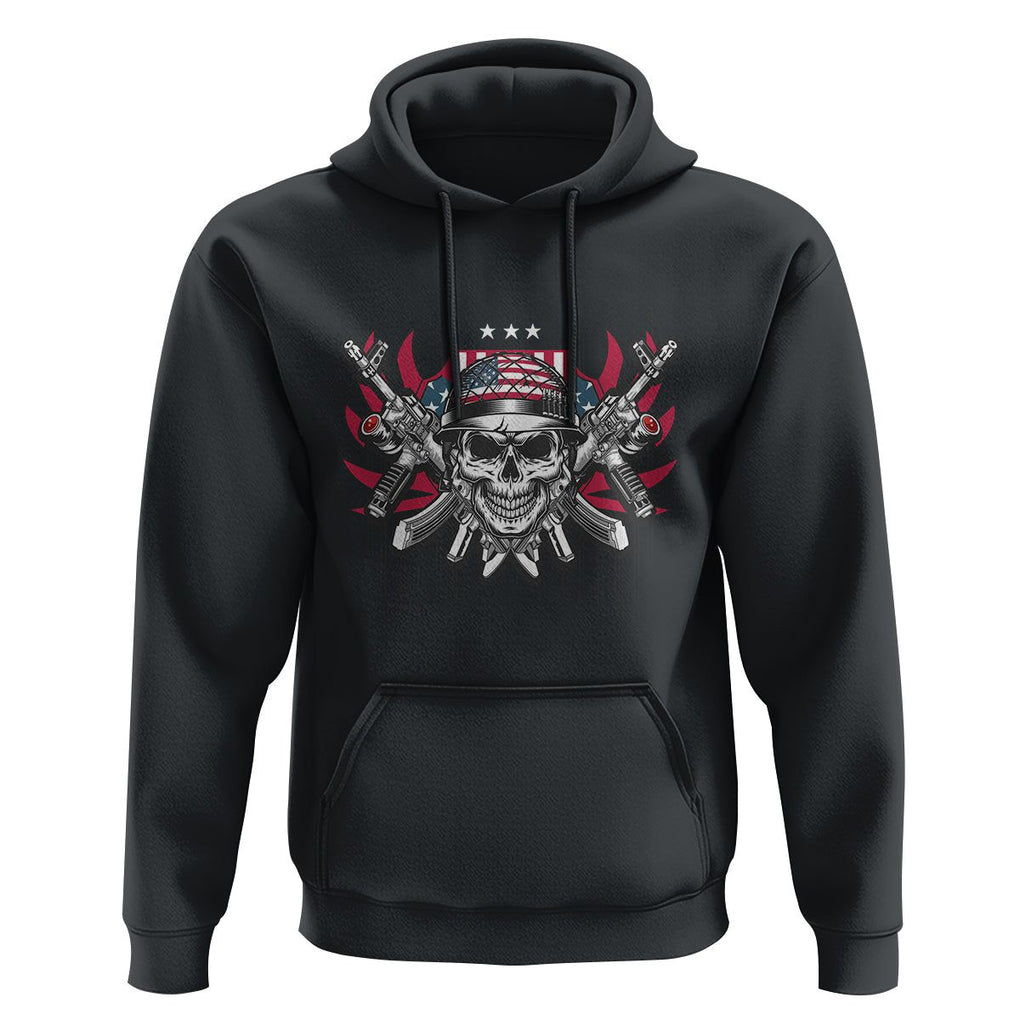 Patriotic Soldier Skull Hoodie 4th of July American Flag US Pride TS02 Black Print Your Wear