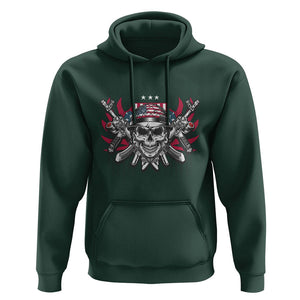 Patriotic Soldier Skull Hoodie 4th of July American Flag US Pride TS02 Dark Forest Green Print Your Wear