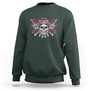 Patriotic Soldier Skull Sweatshirt 4th of July American Flag US Pride TS02 Dark Forest Green Print Your Wear