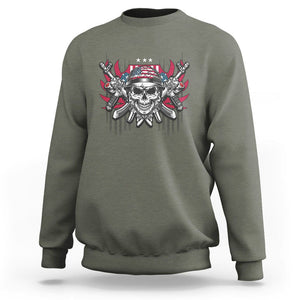 Patriotic Soldier Skull Sweatshirt 4th of July American Flag US Pride TS02 Military Green Print Your Wear