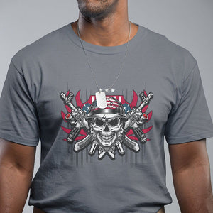 Patriotic Soldier Skull T Shirt 4th of July American Flag US Pride TS02 Charcoal Print Your Wear