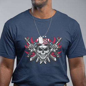 Patriotic Soldier Skull T Shirt 4th of July American Flag US Pride TS02 Navy Print Your Wear