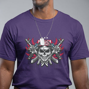 Patriotic Soldier Skull T Shirt 4th of July American Flag US Pride TS02 Purple Print Your Wear