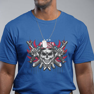 Patriotic Soldier Skull T Shirt 4th of July American Flag US Pride TS02 Royal Blue Print Your Wear