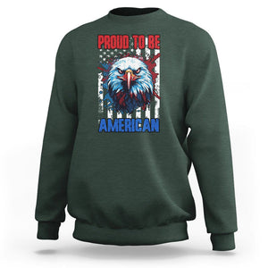 Patriotic Eagle Sweatshirt Proud To Be American US Pride 4th of July Flag TS02 Dark Forest Green Print Your Wear