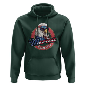 Patriotic American Eagle Hoodie Merica Since 1776 Freedom Tour 4th of July Independence Day TS02 Dark Forest Green Print Your Wear