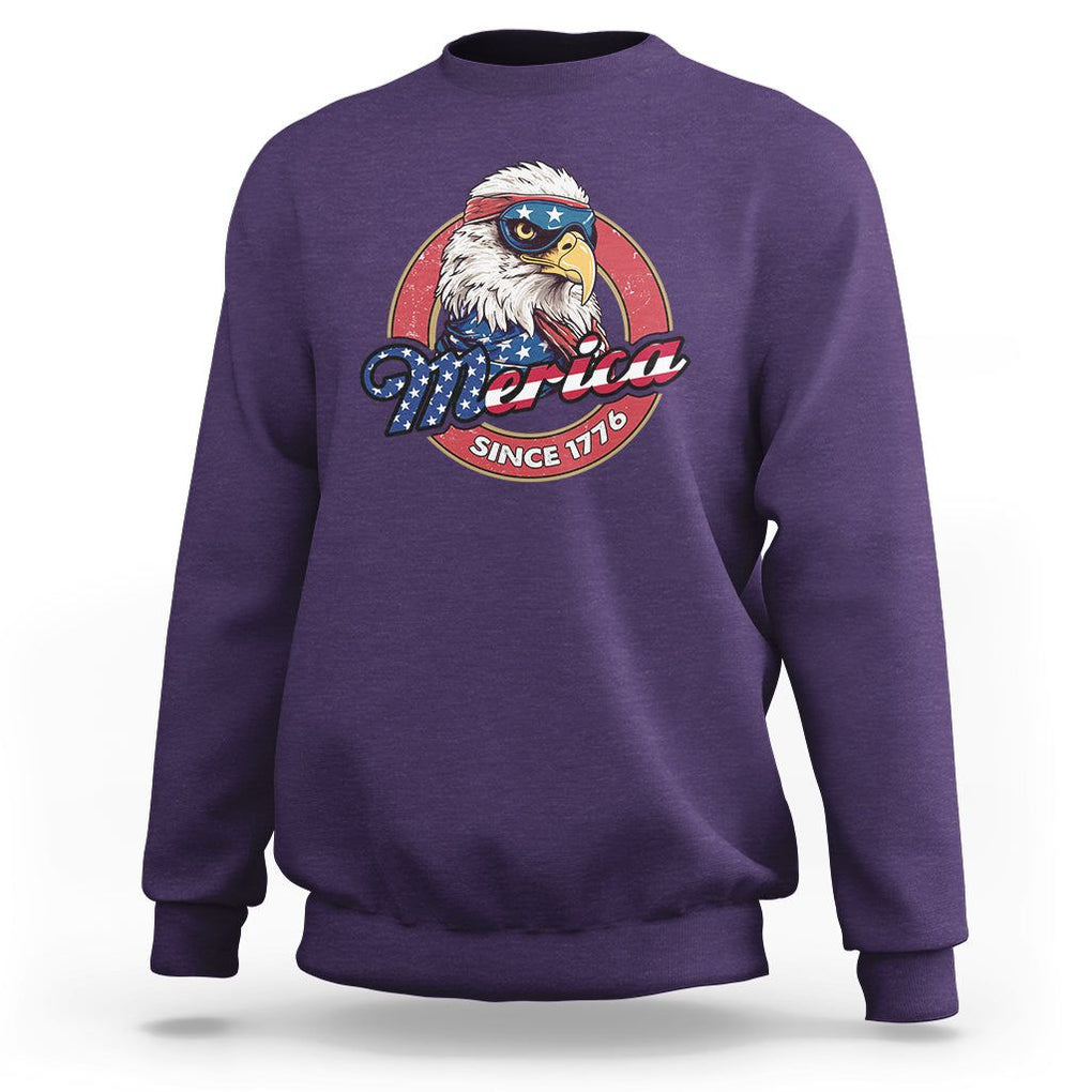 Patriotic American Eagle Sweatshirt Merica Since 1776 Freedom Tour 4th of July Independence Day TS02 Purple Print Your Wear