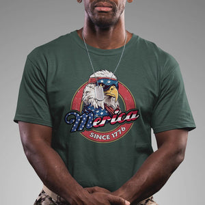 Patriotic American Eagle T Shirt Merica Since 1776 Freedom Tour 4th of July Independence Day TS02 Dark Forest Green Print Your Wear