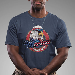 Patriotic American Eagle T Shirt Merica Since 1776 Freedom Tour 4th of July Independence Day TS02 Navy Print Your Wear