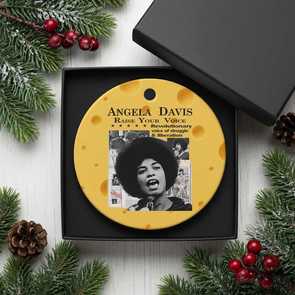 Angela Davis Ceramic Ornament Raise Your Voice Revolutionary Power Liberation TS02 1pc Yellow Cheese Print Your Wear