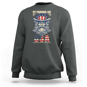 Uncle Sam Sweatshirt My Pronouns Are USA TS02 Dark Heather Print Your Wear