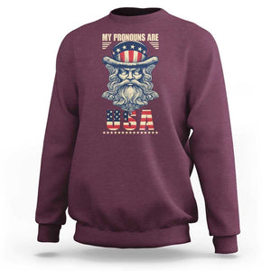 Uncle Sam Sweatshirt My Pronouns Are USA TS02 Maroon Print Your Wear