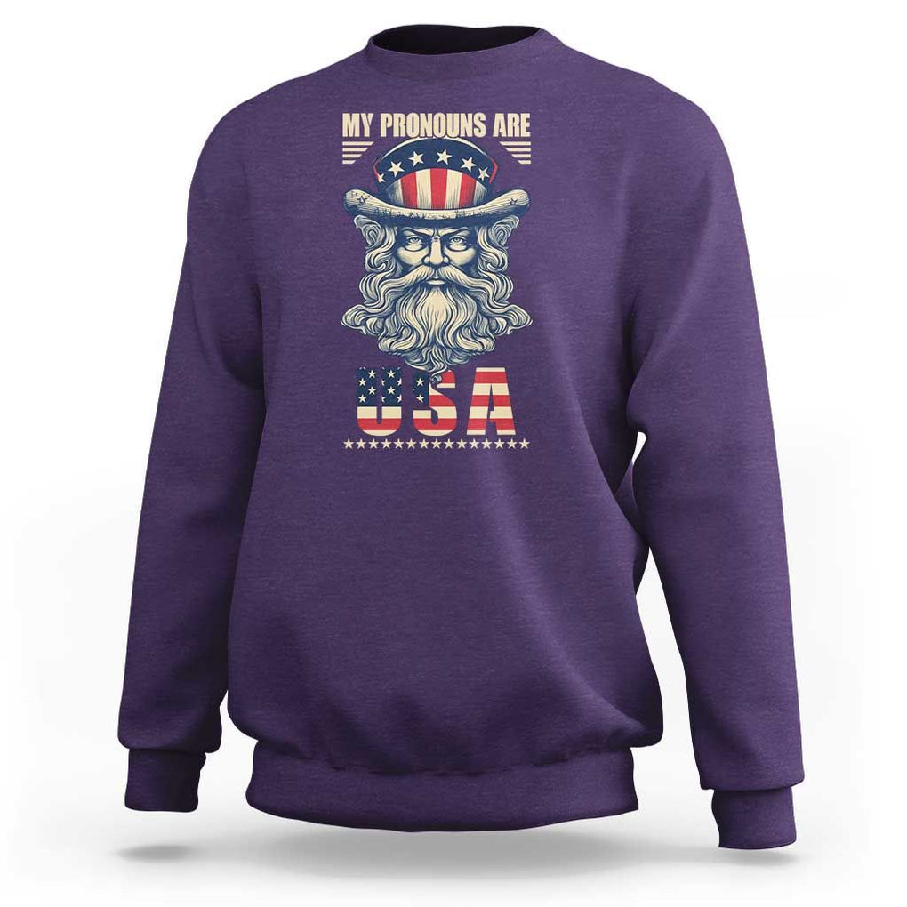 Uncle Sam Sweatshirt My Pronouns Are USA TS02 Purple Print Your Wear