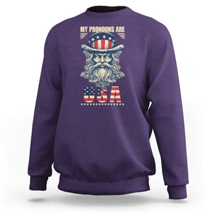 Uncle Sam Sweatshirt My Pronouns Are USA TS02 Purple Print Your Wear