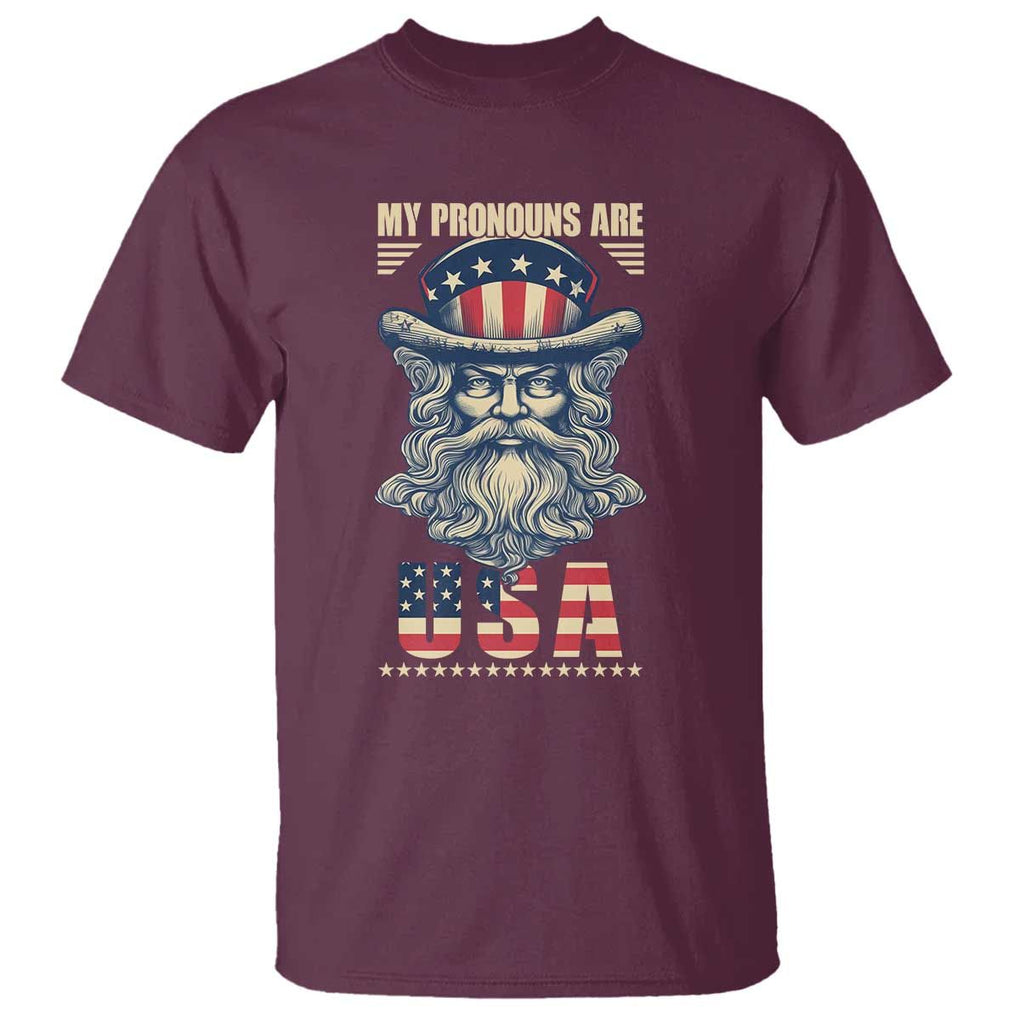 Uncle Sam T Shirt My Pronouns Are USA TS02 Maroon Print Your Wear