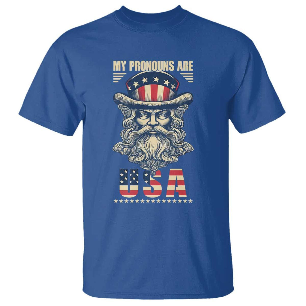 Uncle Sam T Shirt My Pronouns Are USA TS02 Royal Blue Print Your Wear