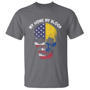 Colombian American Skull T Shirt My Home My Blood Flags TS02 Charcoal Print Your Wear