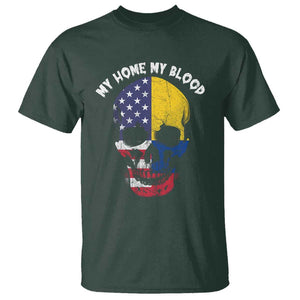 Colombian American Skull T Shirt My Home My Blood Flags TS02 Dark Forest Green Print Your Wear