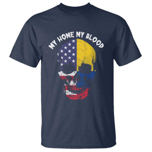 Colombian American Skull T Shirt My Home My Blood Flags TS02 Navy Print Your Wear