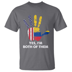 Colombian American T Shirt Yes I'm Both Of Them Flags Hand TS02 Charcoal Print Your Wear