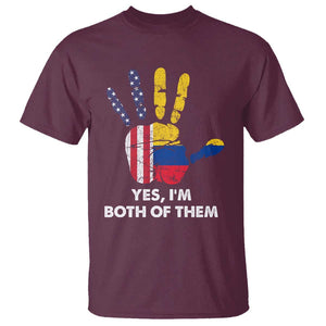 Colombian American T Shirt Yes I'm Both Of Them Flags Hand TS02 Maroon Print Your Wear