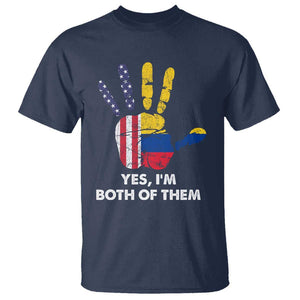 Colombian American T Shirt Yes I'm Both Of Them Flags Hand TS02 Navy Print Your Wear