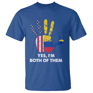 Colombian American T Shirt Yes I'm Both Of Them Flags Hand TS02 Royal Blue Print Your Wear