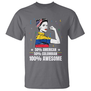 Colombian American T Shirt 50% American 50% Colombian 100% Awesome Messy Bun TS02 Charcoal Print Your Wear