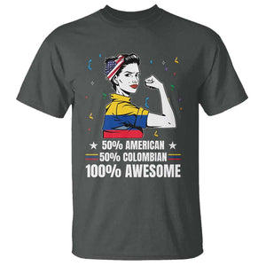 Colombian American T Shirt 50% American 50% Colombian 100% Awesome Messy Bun TS02 Dark Heather Print Your Wear