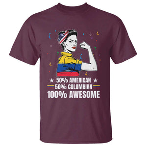 Colombian American T Shirt 50% American 50% Colombian 100% Awesome Messy Bun TS02 Maroon Print Your Wear