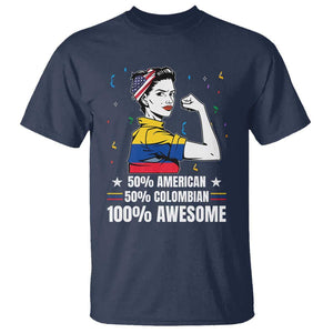 Colombian American T Shirt 50% American 50% Colombian 100% Awesome Messy Bun TS02 Navy Print Your Wear