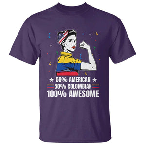 Colombian American T Shirt 50% American 50% Colombian 100% Awesome Messy Bun TS02 Purple Print Your Wear