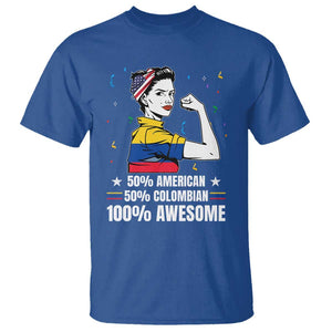 Colombian American T Shirt 50% American 50% Colombian 100% Awesome Messy Bun TS02 Royal Blue Print Your Wear