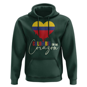 Colombia Pride Hoodie En Mi Coragon Colombian Flag Heart TS02 Dark Forest Green Print Your Wear