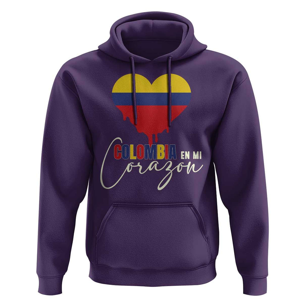 Colombia Pride Hoodie En Mi Coragon Colombian Flag Heart TS02 Purple Print Your Wear