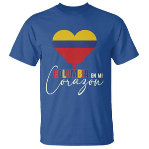 Colombia Pride T Shirt En Mi Coragon Colombian Flag Heart TS02 Royal Blue Print Your Wear