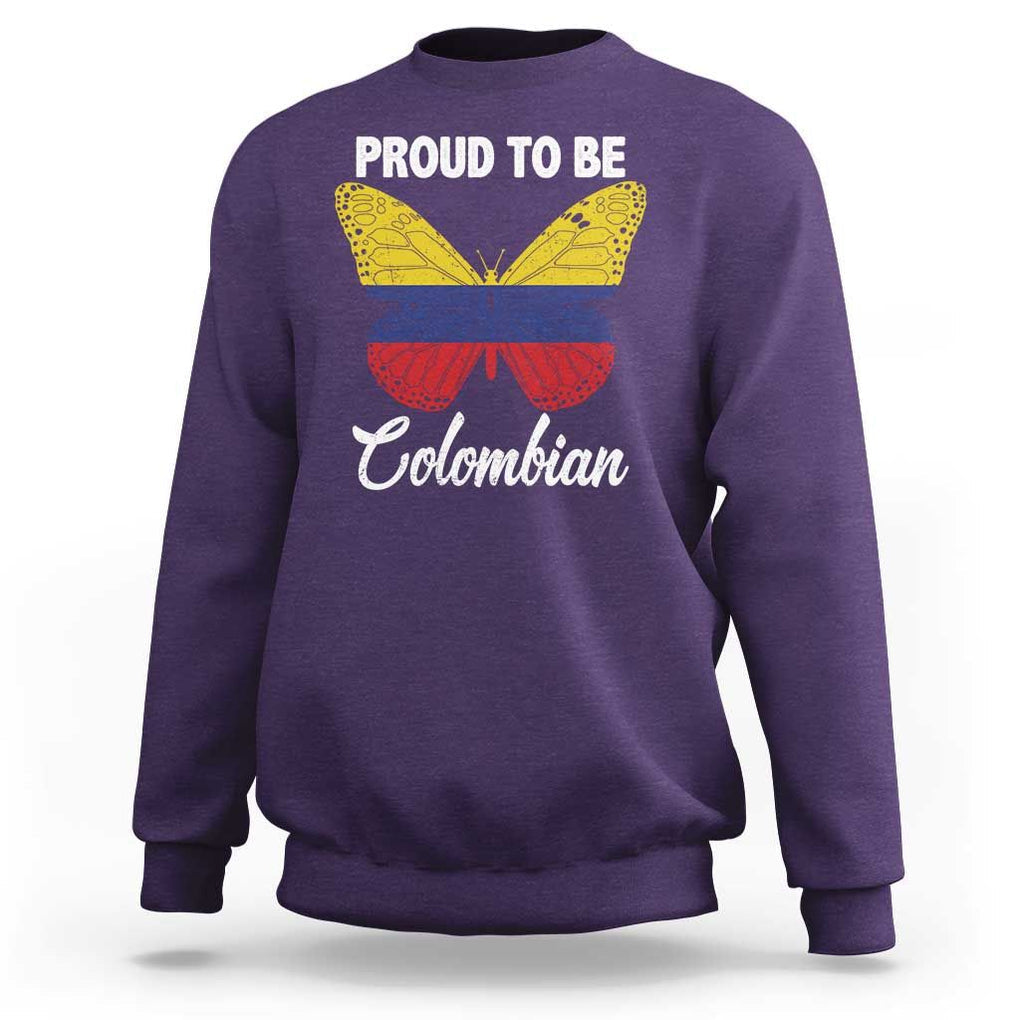 Colombia Pride Sweatshirt Proud To Be Colombian Butterfly TS02 Purple Print Your Wear